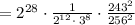 =2^{28}\cdot \frac{1}{2^{12}\cdot \:3^8}\cdot \frac{243^2}{256^2}