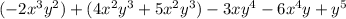 (-2x^{3}y^{2})+(4x^{2}y^{3}+5x^{2}y^{3})-3xy^{4}-6x^{4}y+y^{5}