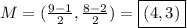 M=(\frac{9-1}{2},\frac{8-2}{2})=\boxed{(4,3)}