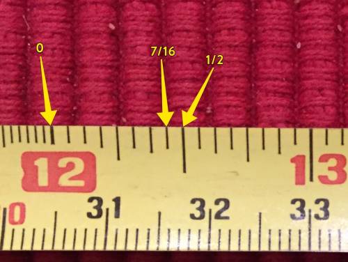 On a ruler increasing by increments of 16ths of an inch, how would 1 measurement greater than 7/16 i