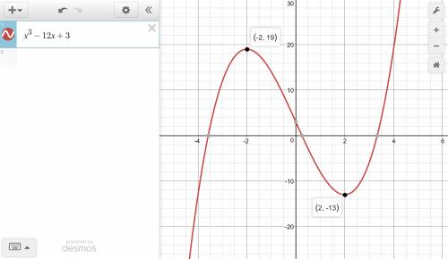Consider the function below f(x) = x3 − 12x + 3 find intervals of increase and decrease