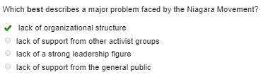 Which best describes a major problem faced by the niagara movement
