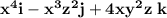 \bold{x^{4} i - x^3 z^2 j+4xy^{2}z\; k}