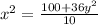 x^2=\frac{100+36y^2}{10}