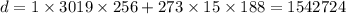 d=1\times3019\times256+273\times15\times188=1542724