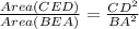 \frac{Area(CED)}{Area(BEA)}=\frac{CD^2}{BA^2}