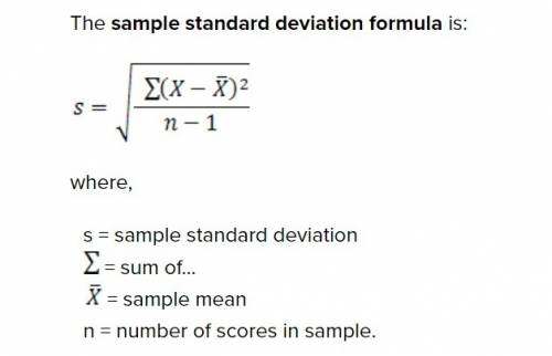 Which formula is used to calculate the standard deviations of sample data