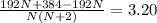\frac{192N+384-192N}{N(N+2)}=3.20
