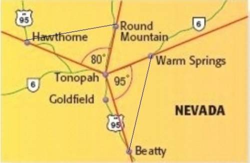 He distance from tonopah to round mountain is equal to the distance from tonopah to warm springs. th