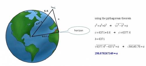 Earth has a radius of 6371 kilometers. a pilot is flying at a steady altitude of 6.6 kilometers abov