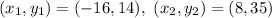 (x_1,y_1)=(-16,14),\ (x_2,y_2)=(8,35)