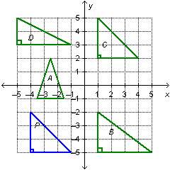 Which triangle is a translation of triangle p?  triangle a triangle b triang