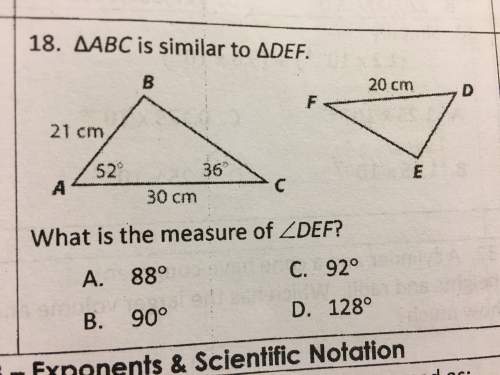 Triangle abc is similar to triangle def. what is the measure of angle def? refer to image, show wo