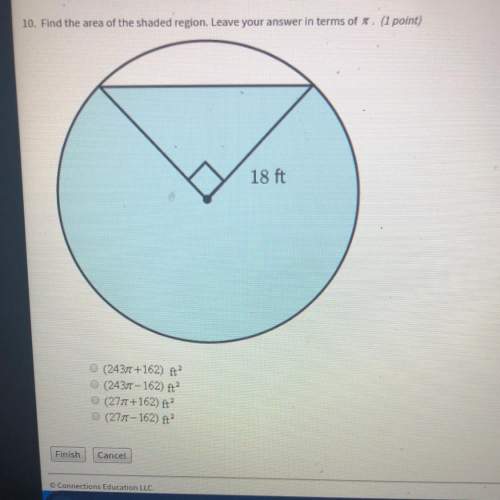 Find the area of the shaded region. leave your answer in terms of pi.  a. (243pi+162) ft