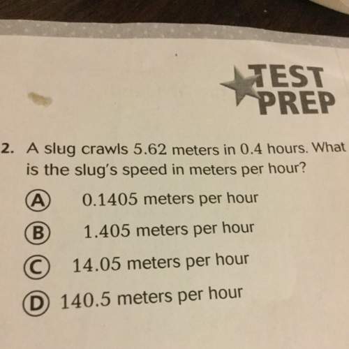 Aslug crawls 5.62 meters in 0.4 hours. what is the slugs speed in meters per hour ?