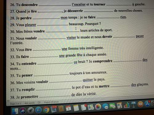 Fill in the blanks. conjuguez ces verbes en gras au present