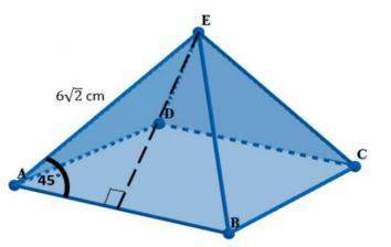 Me ! the following picture is a square pyramid where ae= 6√2 cm and ∠eab = 45°.