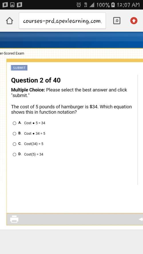The cost of 5 pounds of hamburger is $34. which equation shows this in function notation?