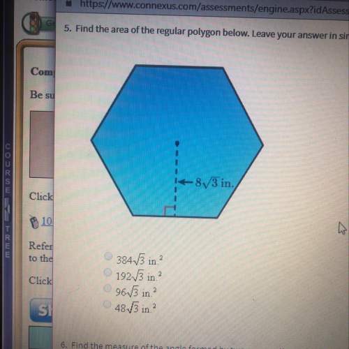 Find the area of the regular polygon below. leave your answer in simplest radical form.