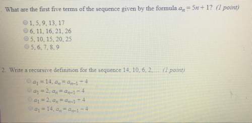 1.what are the first 5 terms  2. write a recursive definition  answer choices in pic