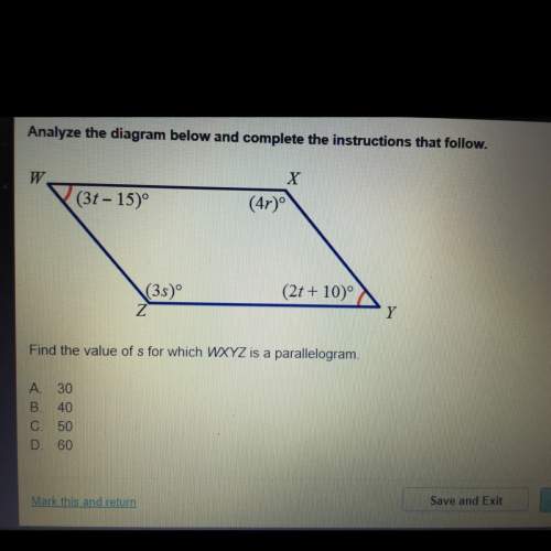 Find the value of s for which wxyz is a parallelogram