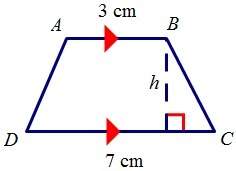 Quadrilateral abcd is a trapezoid with an area of 20 cm². find the height of the trapezoid, h. round