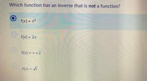 Which function has an inverse that is not a function?  f(x) = x^2 f(x) = 2x&lt;