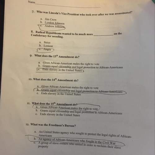 Can someone that did the reconstruction process for the civil war make sure my answers are right