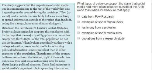 98 points! what types of evidence support the claim that social media had more of an influence outs