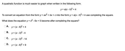What does the equation y = x2 - 6x + 5 become after completing the square?