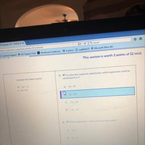 To solve this system by substitution, which expression could be substituted for x