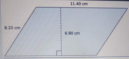 What is the area of the parallelogram?  a. 39.20 cm^2b. 39.33 cm^2c 56.58 cm^2