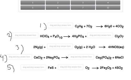 Balancing chemical equations place the number in the correct coefficient location to make each