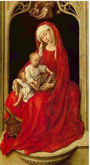 Look at this madonna painted by rogier van der weyden. this painting is different from earlier madon
