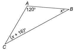 What is the measure of angle b in the triangle? enter your answer in the box. m∠b= °