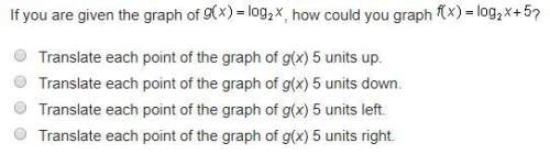 [question image attached] if you are given the graph of g (x) = log 2 x, how could you graph f (x) =