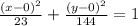 \frac{(x-0) ^{2} }{23} + \frac{(y-0) ^{2} }{144}=1