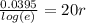 \frac{0.0395}{log(e)} =20r