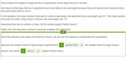 Worth 30 points will give brainliest if correct!  daria studies the weights of dogs that live in apa