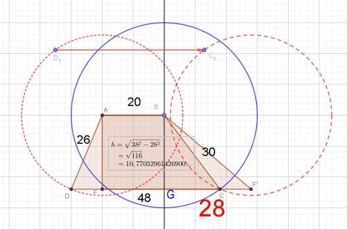 If abcd is a trapezoid with bases ab and dc. if ab=20, bc = 30, cd = 48, and ad =26, find the height