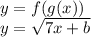 y = f(g(x)) \\ y =  \sqrt{7x + b}