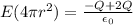 E(4\pi r^2) = \frac{-Q + 2Q}{\epsilon_0}