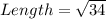 Length= \sqrt{34}
