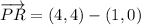 \overrightarrow {PR} = (4,4) - (1,0)