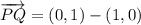 \overrightarrow {PQ} = (0,1)-(1,0)