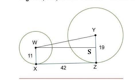 Is a common external tangent to circles w and y. what is the distance between the two centers of the