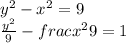 y^2-x^2 =9\\\frac{y^2}{9} -frac{x^2}{9}=1