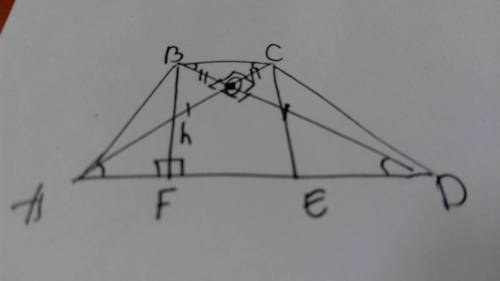 What is the area of an isosceles trapezoid if the length of an altitude is h, and diagonals are perp