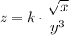 z = k\cdot \dfrac{\sqrt{x}}{y^{3}}