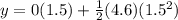 y = 0(1.5) + \frac{1}{2}(4.6)(1.5^2)
